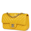 Chanel Mini Rectangular Flap Yellow Chevron Caviar Silver Hardware