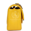 Chanel Mini Rectangular Flap Yellow Chevron Caviar Silver Hardware