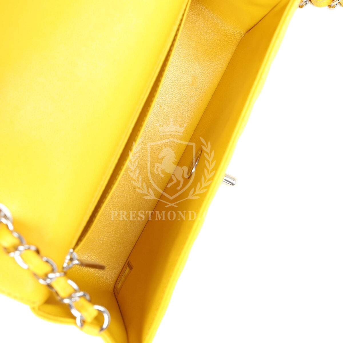 Chanel Mini Rectangular Flap Yellow Chevron Caviar Silver Hardware — изображение 8