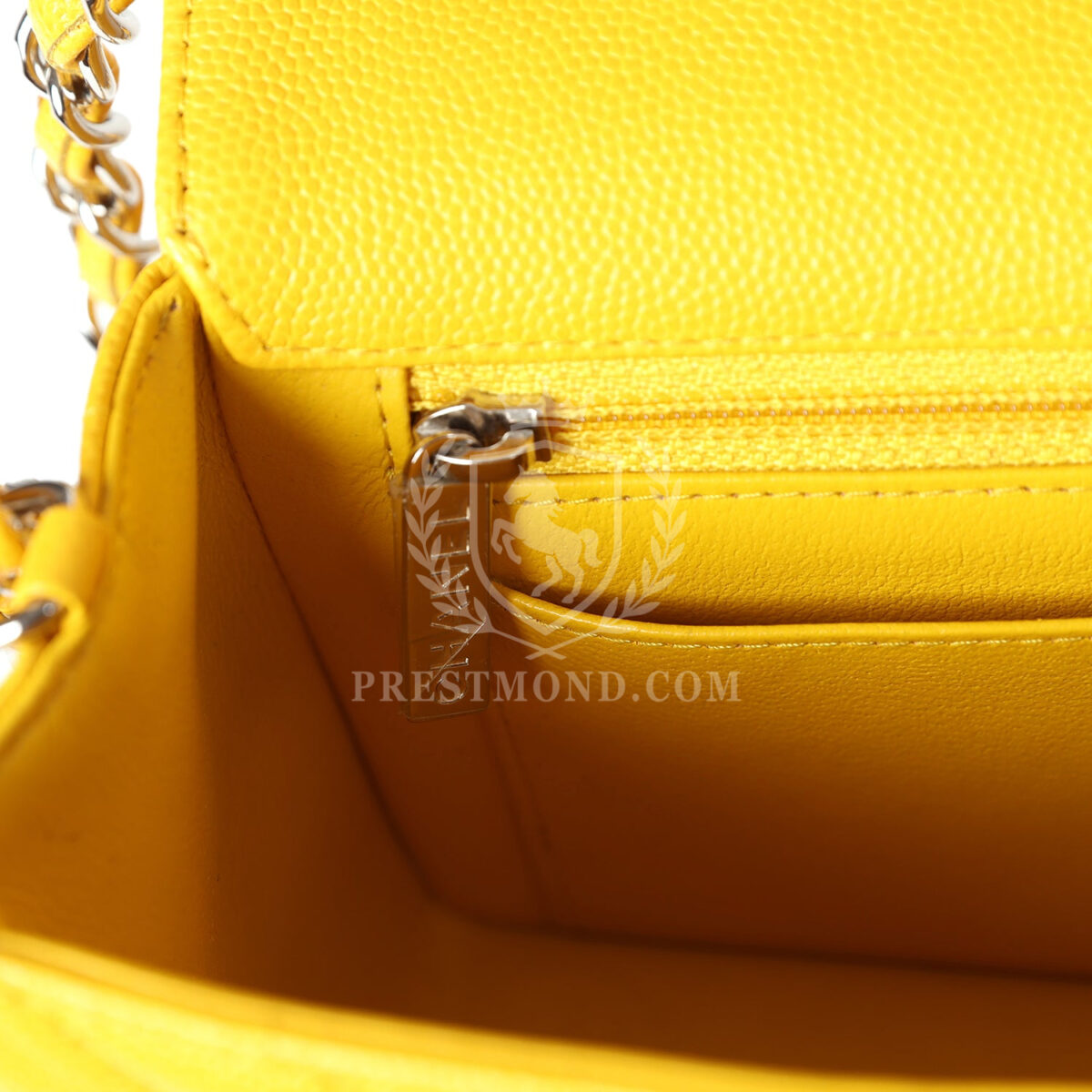Chanel Mini Rectangular Flap Yellow Chevron Caviar Silver Hardware — изображение 10
