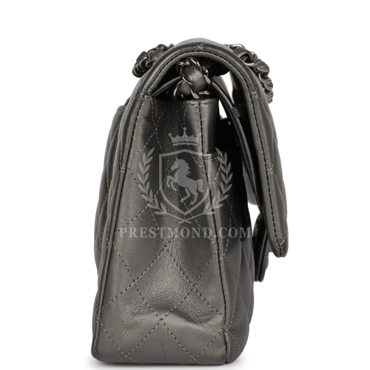 Chanel Medium Classic Double Flap Bag Metallic Grey Lambskin Silver Hardware — изображение 3