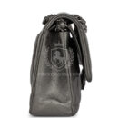 Chanel Medium Classic Double Flap Bag Metallic Grey Lambskin Silver Hardware