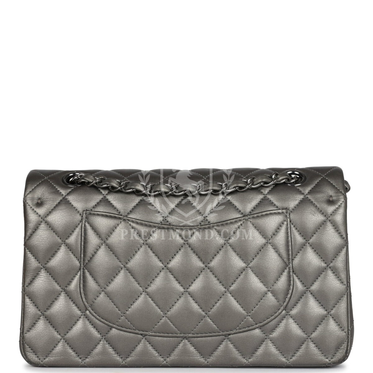 Chanel Medium Classic Double Flap Bag Metallic Grey Lambskin Silver Hardware — изображение 4