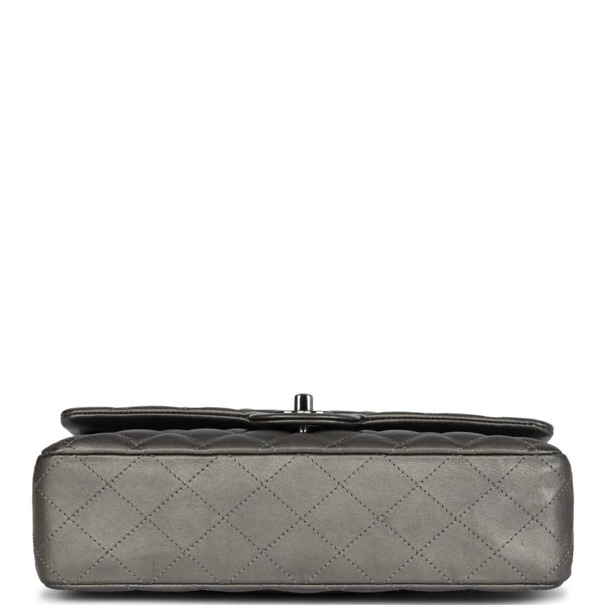 Chanel Medium Classic Double Flap Bag Metallic Grey Lambskin Silver Hardware — изображение 6