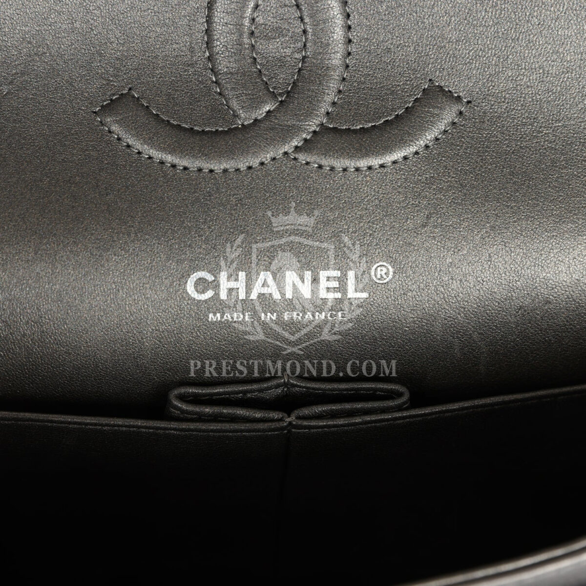 Chanel Medium Classic Double Flap Bag Metallic Grey Lambskin Silver Hardware — изображение 8
