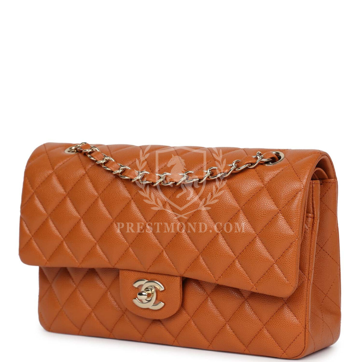 Chanel Medium Classic Double Flap Bag Caramel Shiny Caviar Light Gold Hardware — изображение 5