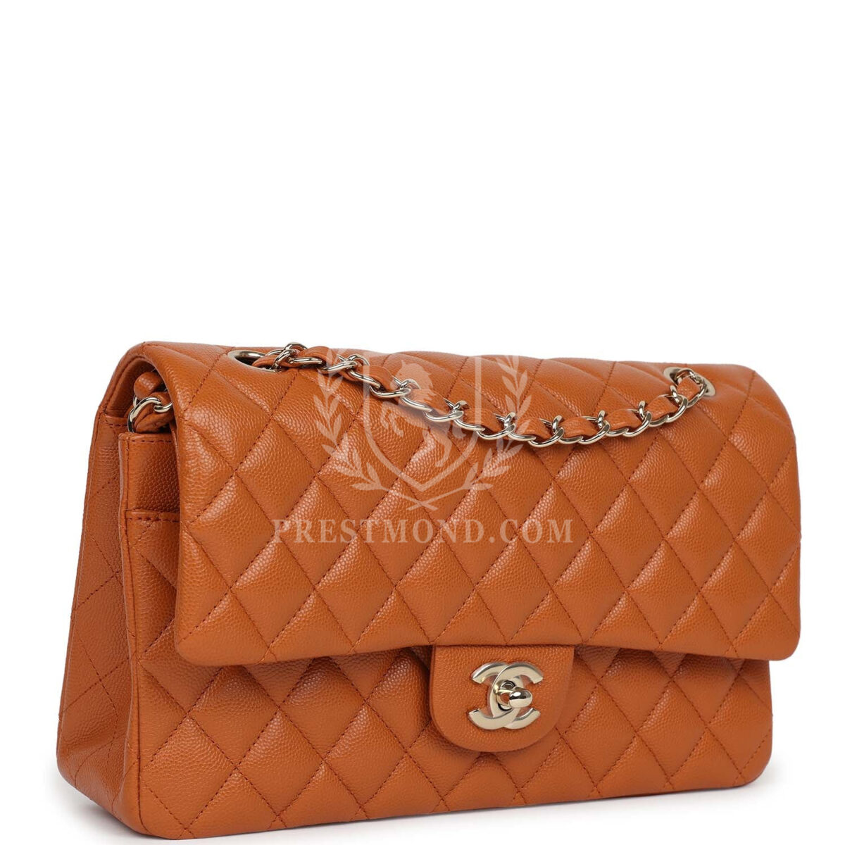 Chanel Medium Classic Double Flap Bag Caramel Shiny Caviar Light Gold Hardware — изображение 2