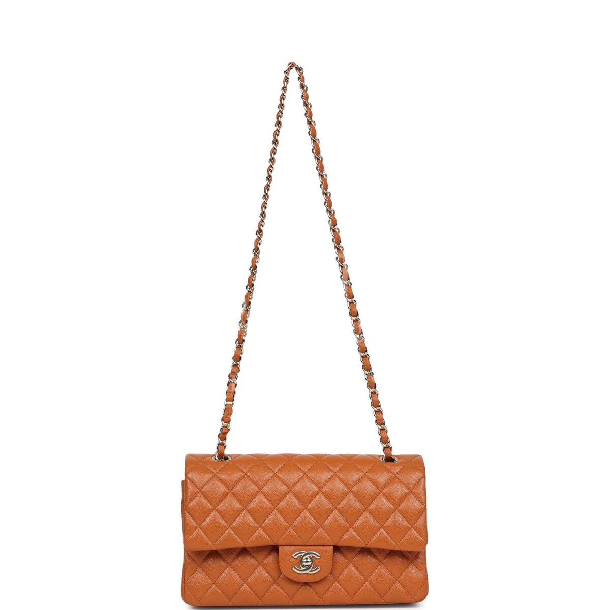 Chanel Medium Classic Double Flap Bag Caramel Shiny Caviar Light Gold Hardware — изображение 9