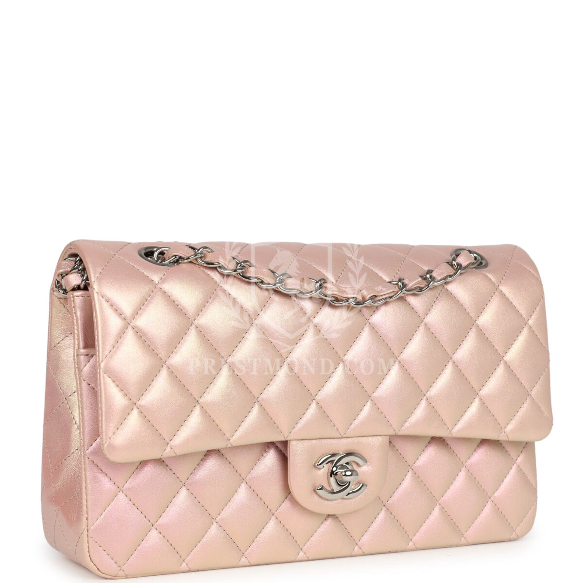 Chanel Medium Classic Double Flap Bag Pink Iridescent Lambskin Silver Hardware — изображение 2