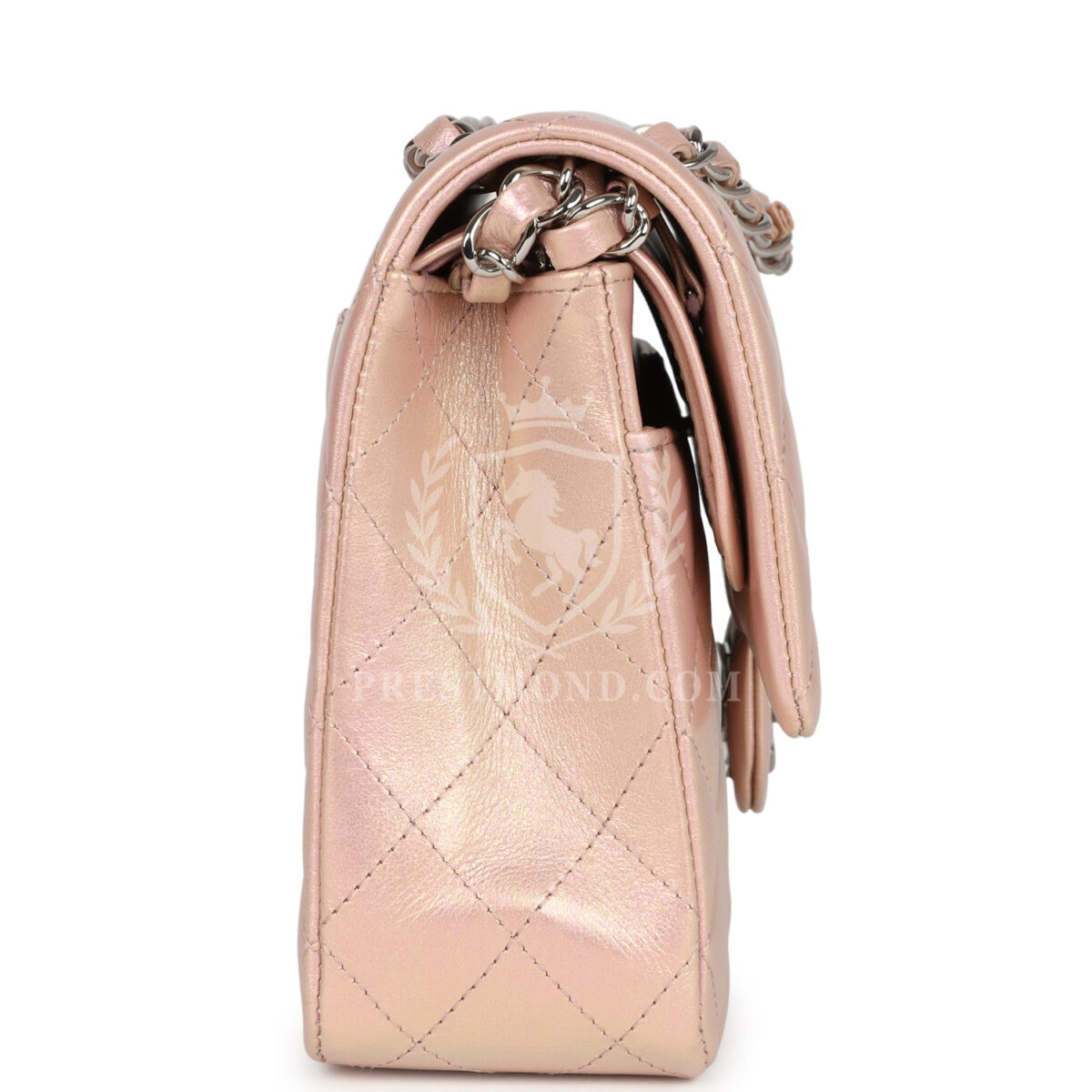 Chanel Medium Classic Double Flap Bag Pink Iridescent Lambskin Silver Hardware — изображение 3