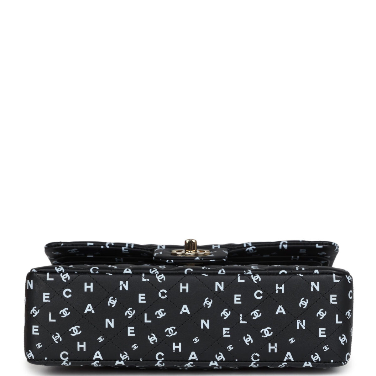 Chanel Small Classic Double Logo Printed Flap Bag Black and White Calfskin Gold Hardware — изображение 6