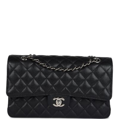 Chanel Medium Classic Double Flap Black Caviar Silver Hardware