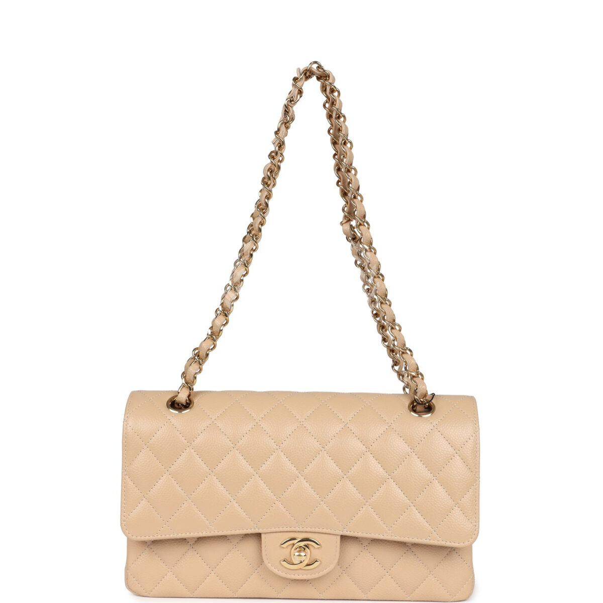 Chanel Medium Classic Double Flap Beige Caviar Gold Hardware — изображение 7