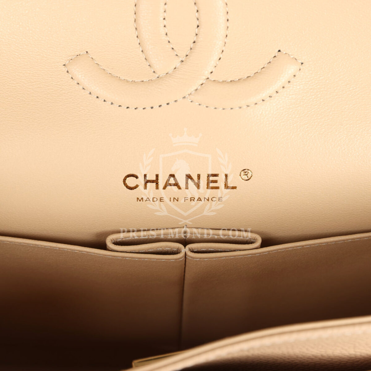 Chanel Medium Classic Double Flap Beige Caviar Gold Hardware — изображение 8