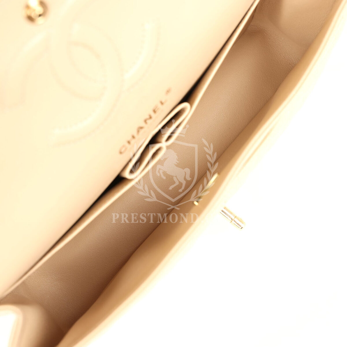 Chanel Medium Classic Double Flap Beige Caviar Gold Hardware — изображение 9