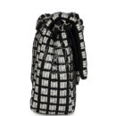 Chanel Medium Logo Ribbon Classic Double Flap Bag White and Black Canvas and Tweed Silver Hardware