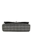 Chanel Medium Logo Ribbon Classic Double Flap Bag White and Black Canvas and Tweed Silver Hardware