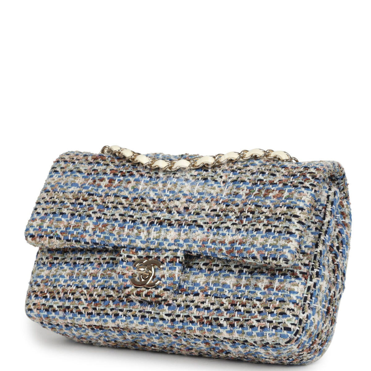 Chanel Medium Classic Double Flap Bag Multicolor Tweed Light Gold Hardware — изображение 5