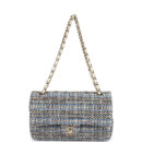 Chanel Medium Classic Double Flap Bag Multicolor Tweed Light Gold Hardware