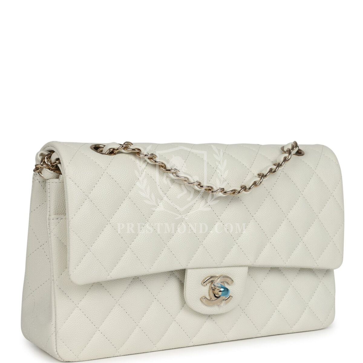 Chanel Medium Classic Double Flap White Caviar Light Gold Hardware — изображение 2