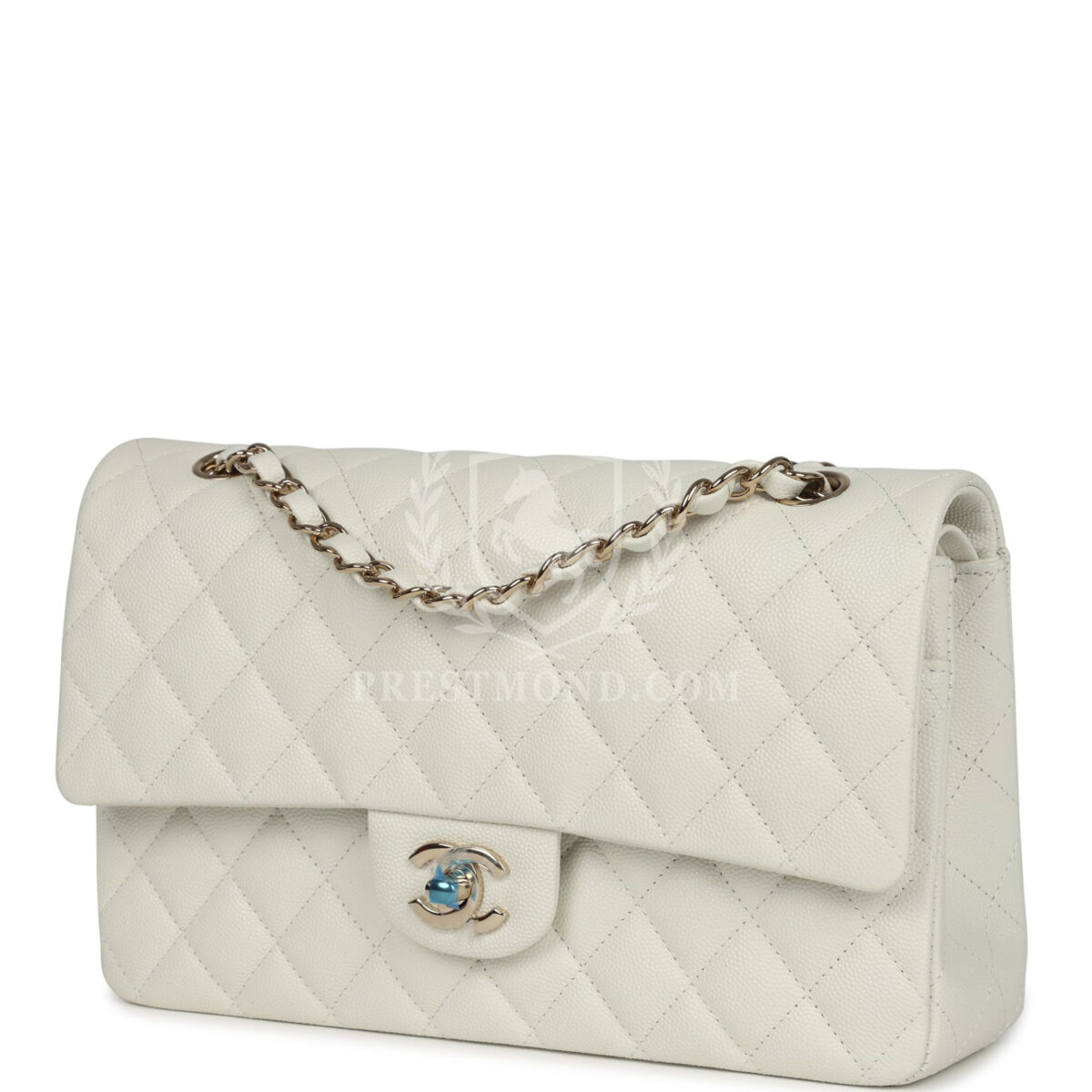 Chanel Medium Classic Double Flap White Caviar Light Gold Hardware — изображение 5