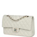 Chanel Medium Classic Double Flap White Caviar Light Gold Hardware