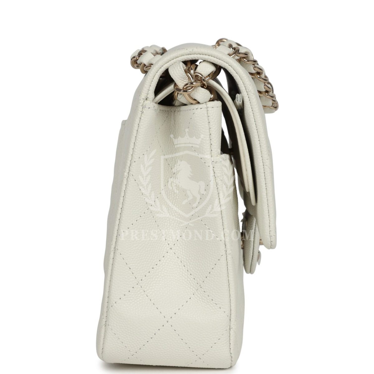 Chanel Medium Classic Double Flap White Caviar Light Gold Hardware — изображение 3