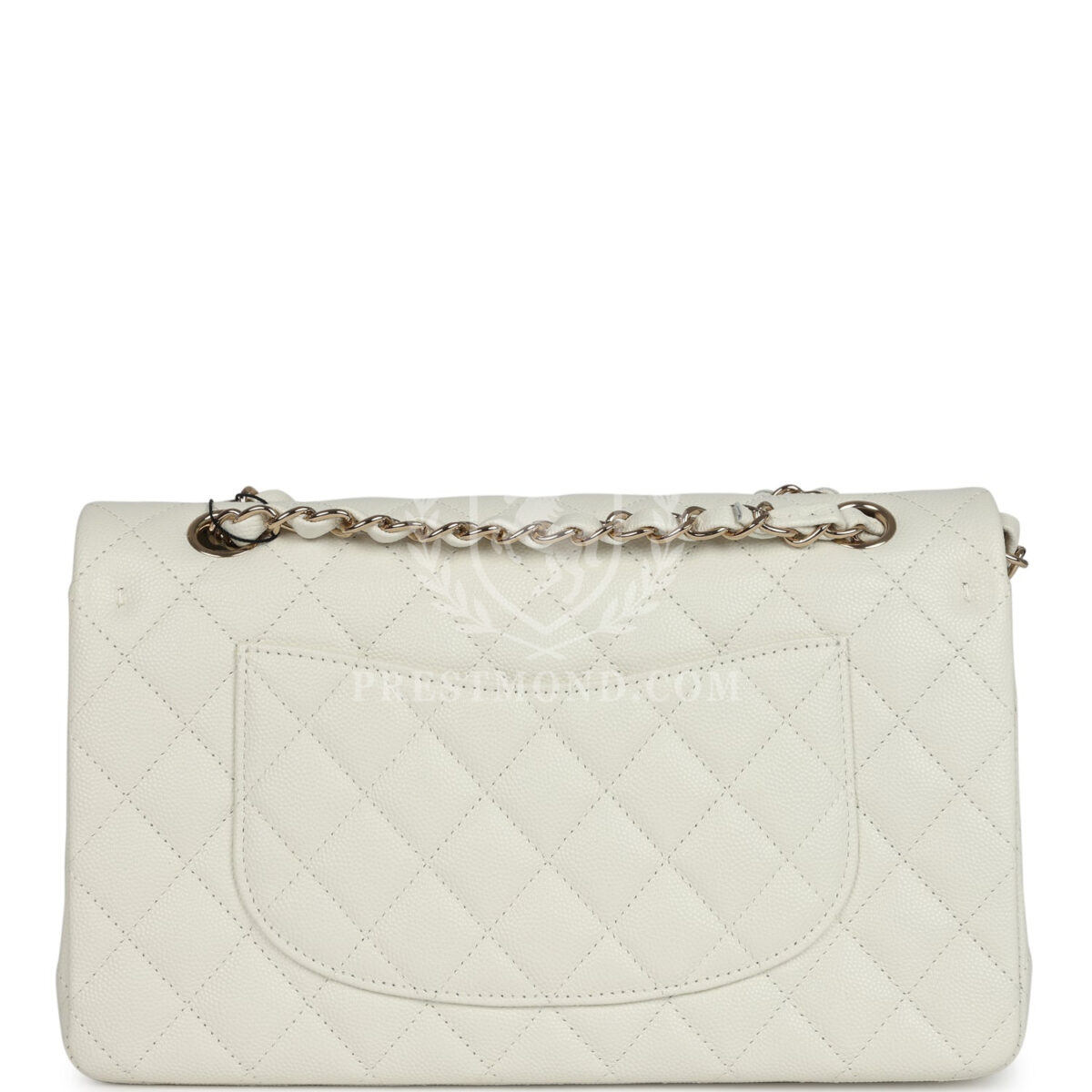 Chanel Medium Classic Double Flap White Caviar Light Gold Hardware — изображение 4