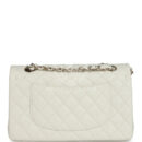 Chanel Medium Classic Double Flap White Caviar Light Gold Hardware
