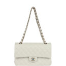 Chanel Medium Classic Double Flap White Caviar Light Gold Hardware