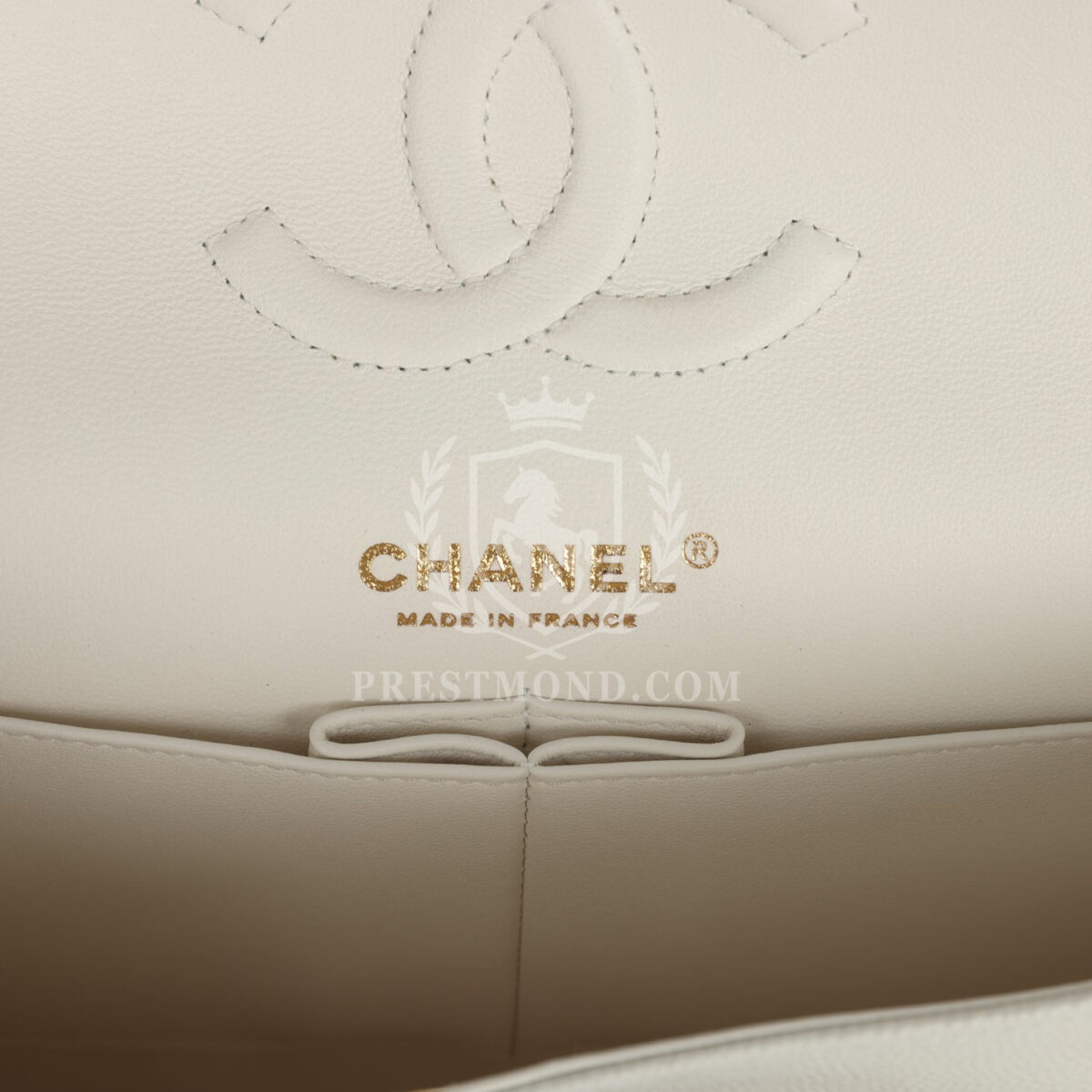 Chanel Medium Classic Double Flap White Caviar Light Gold Hardware — изображение 8
