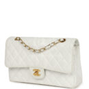 Vintage Chanel Medium Classic Double Flap White Caviar Gold Hardware