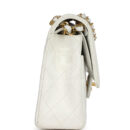 Vintage Chanel Medium Classic Double Flap White Caviar Gold Hardware