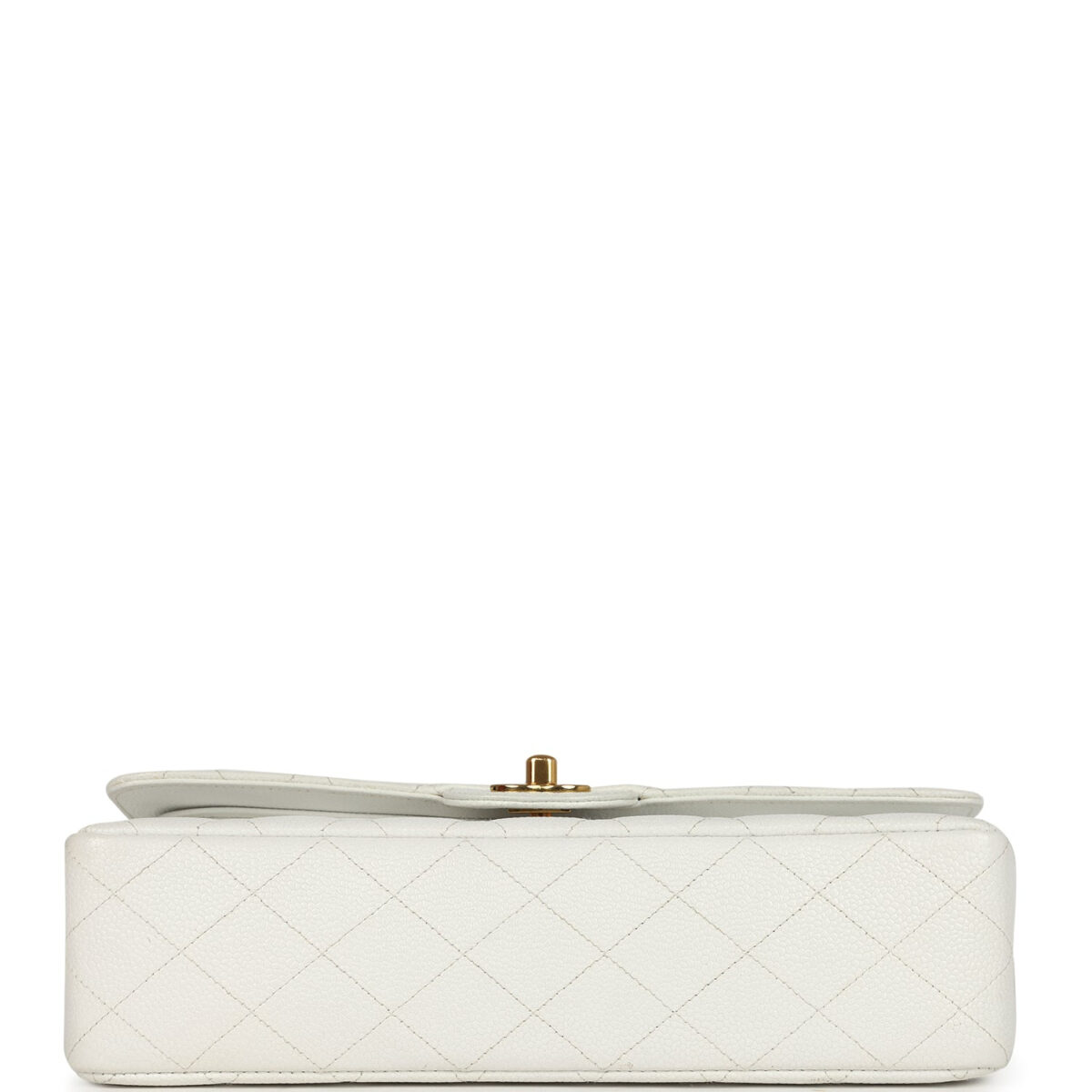 Vintage Chanel Medium Classic Double Flap White Caviar Gold Hardware — изображение 6