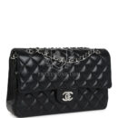 Chanel Medium Classic Double Flap Bag Black Lambskin Silver Hardware