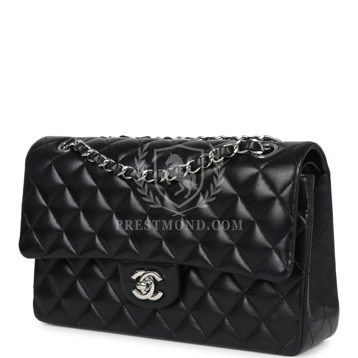 Chanel Medium Classic Double Flap Bag Black Lambskin Silver Hardware — изображение 5