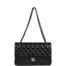 Chanel Medium Classic Double Flap Bag Black Lambskin Silver Hardware