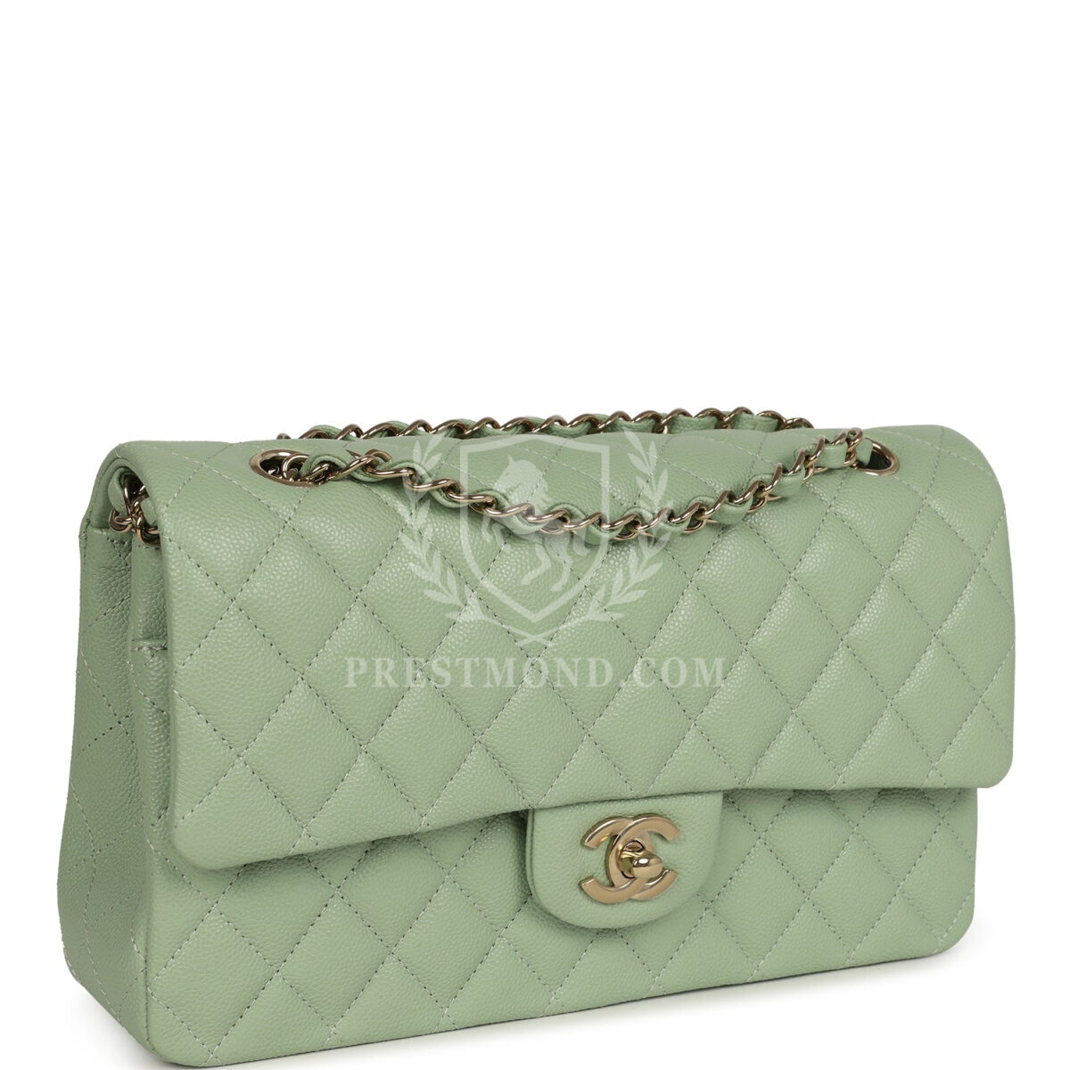 Chanel Medium Classic Double Flap Bag Light Green Caviar Light Gold Hardware — изображение 2