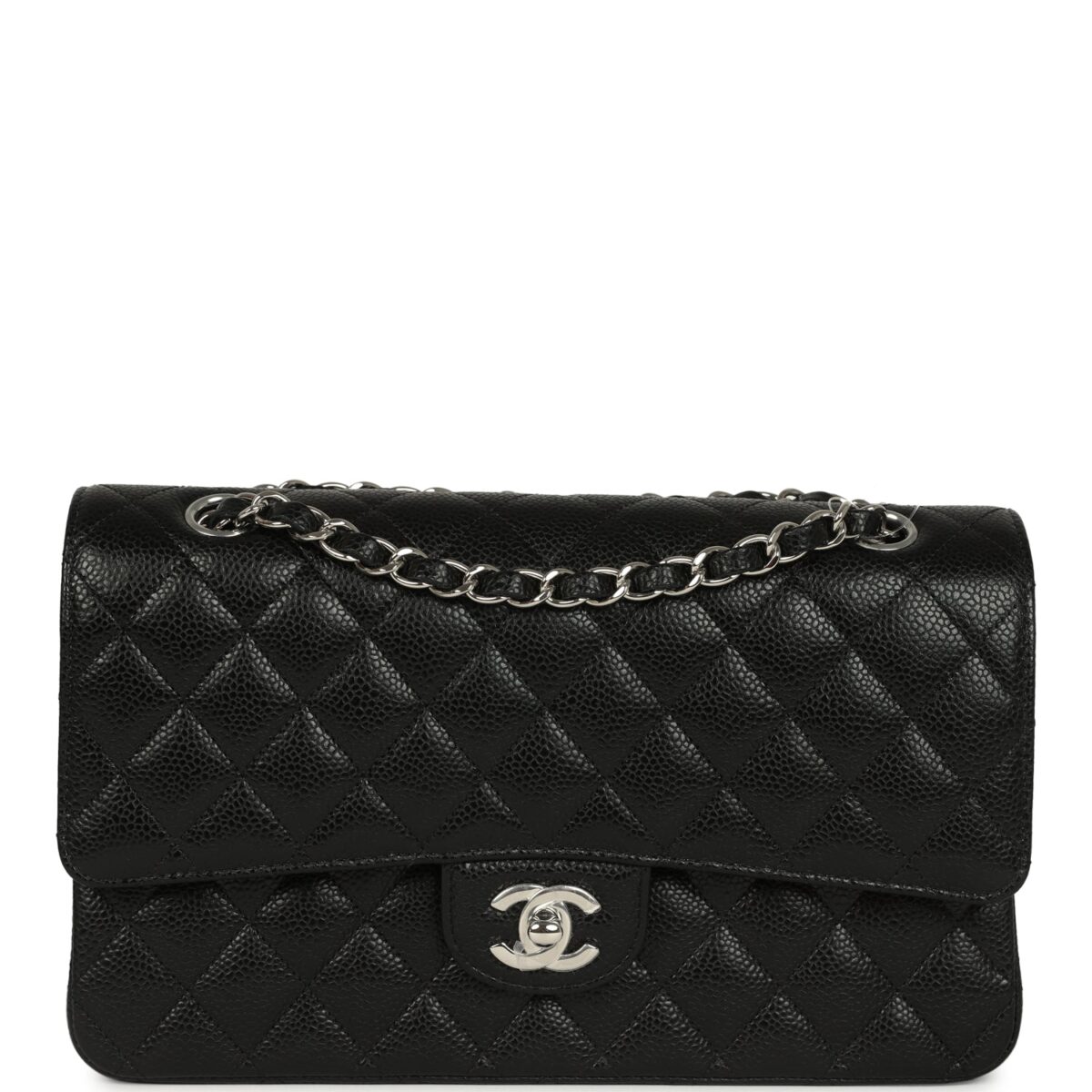 Chanel Medium Classic Double Flap Black Caviar Silver Hardware