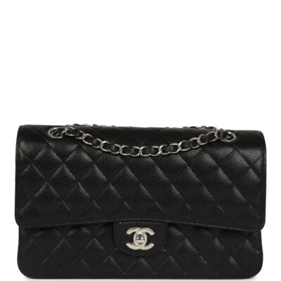 Chanel Medium Classic Double Flap Black Caviar Silver Hardware