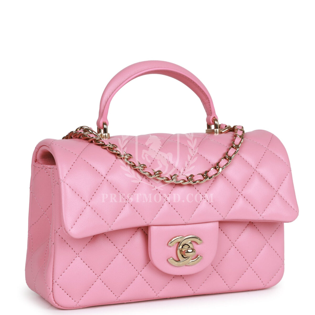 Chanel Mini Rectangular Flap with Top Handle Pink Lambskin Light Gold Hardware — изображение 2