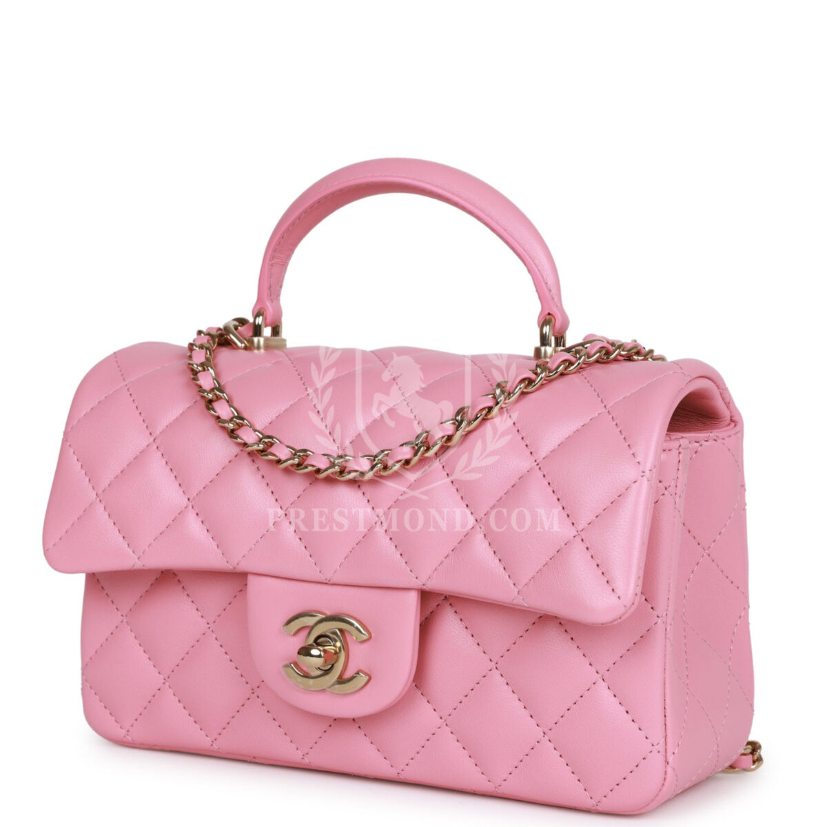 Chanel Mini Rectangular Flap with Top Handle Pink Lambskin Light Gold Hardware — изображение 4