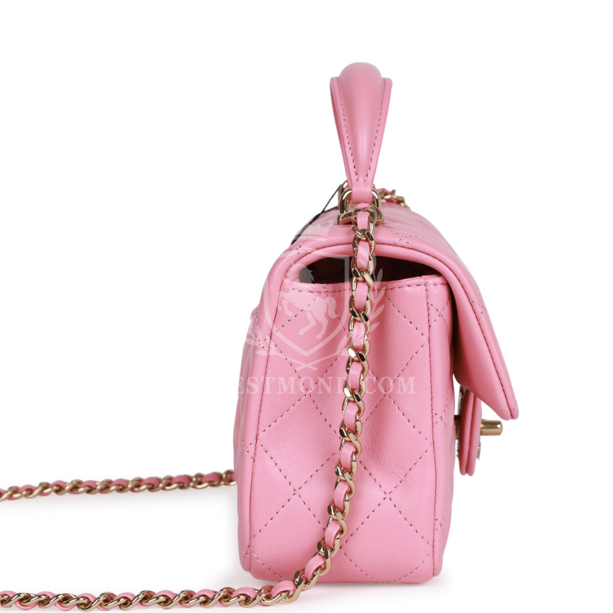 Chanel Mini Rectangular Flap with Top Handle Pink Lambskin Light Gold Hardware — изображение 3
