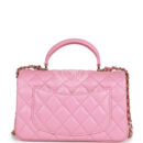 Chanel Mini Rectangular Flap with Top Handle Pink Lambskin Light Gold Hardware