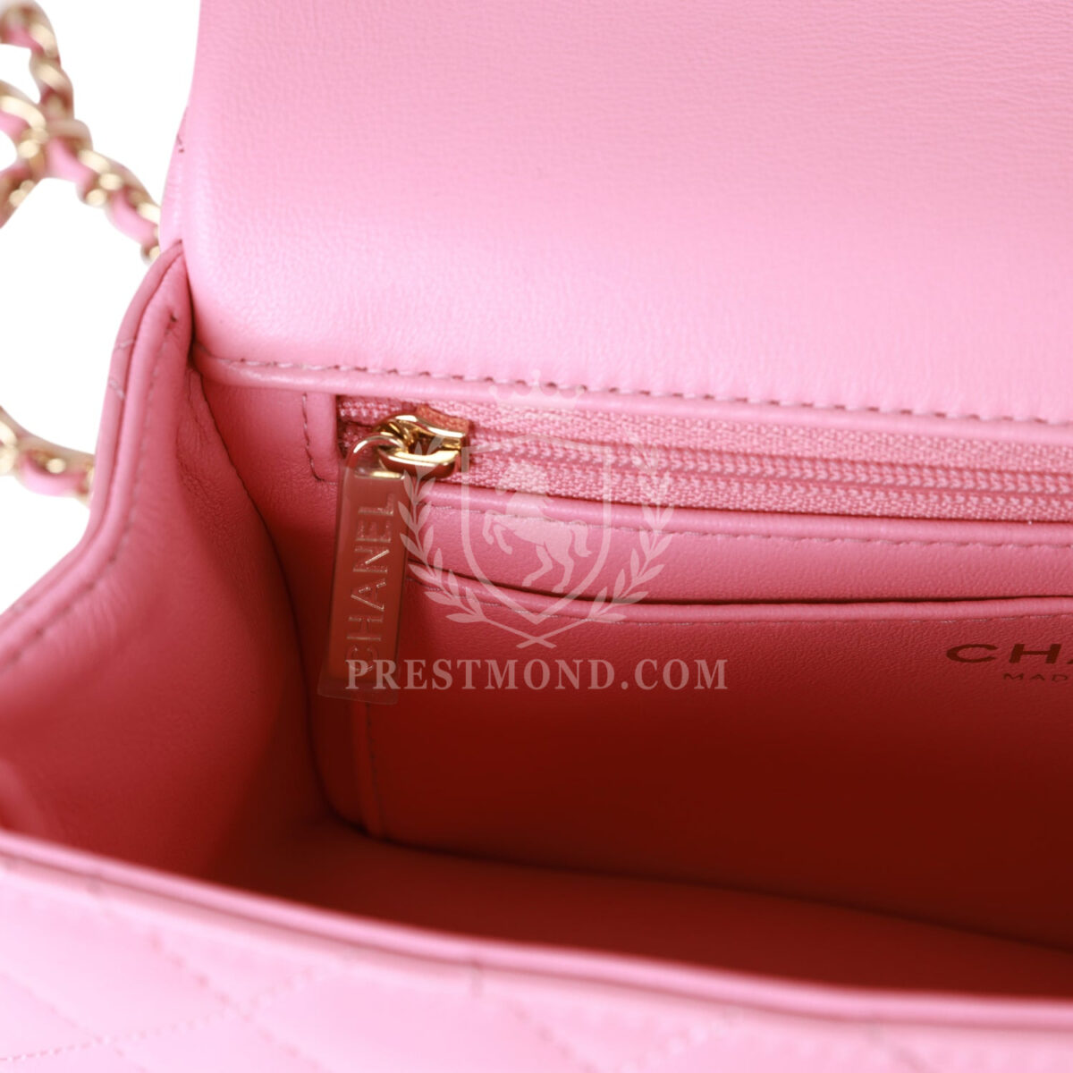 Chanel Mini Rectangular Flap with Top Handle Pink Lambskin Light Gold Hardware — изображение 10