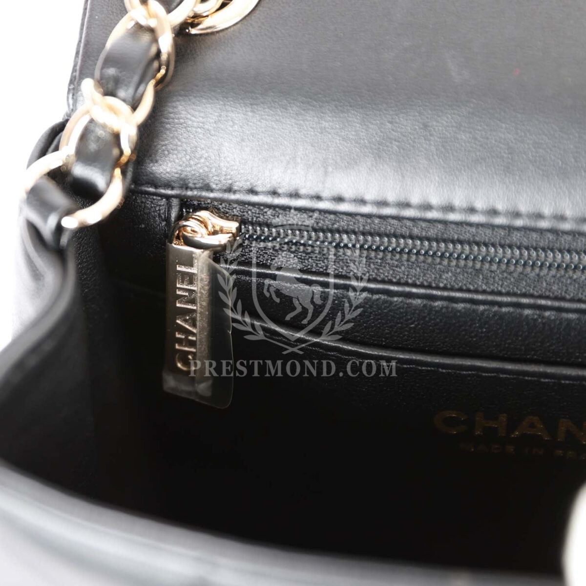 Chanel Monaco Mini Square Flap Bag Black Lambskin Light Gold Hardware — изображение 10