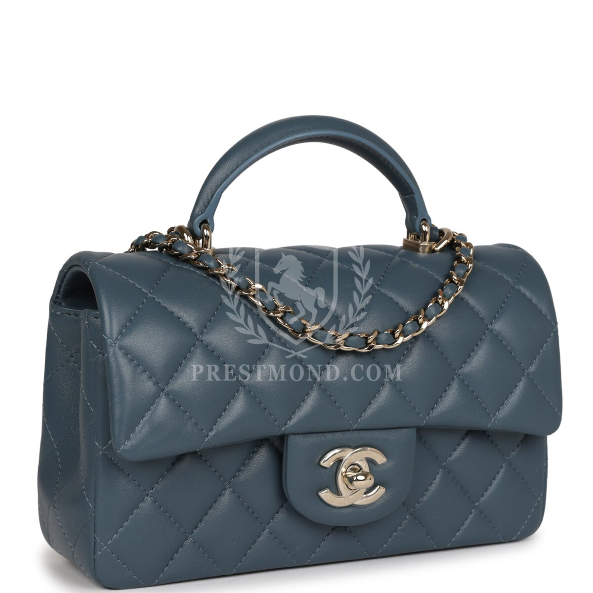 Chanel Mini Rectangular Flap with Top Handle Blue Lambskin Light Gold Hardware — изображение 2