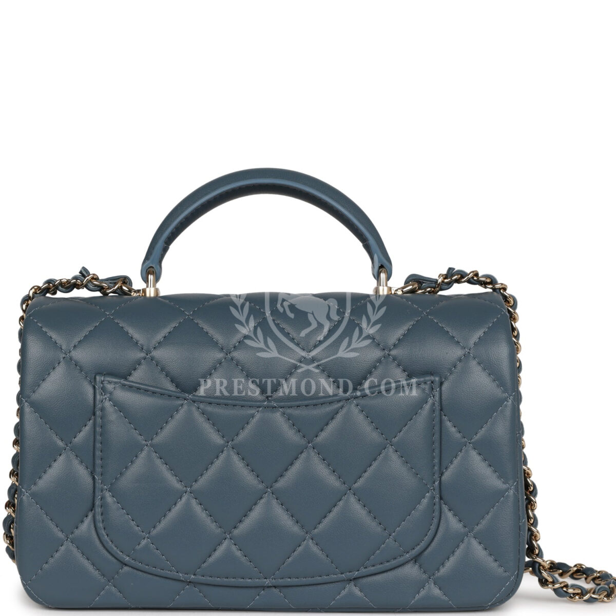 Chanel Mini Rectangular Flap with Top Handle Blue Lambskin Light Gold Hardware — изображение 4