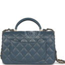 Chanel Mini Rectangular Flap with Top Handle Blue Lambskin Light Gold Hardware