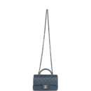 Chanel Mini Rectangular Flap with Top Handle Blue Lambskin Light Gold Hardware